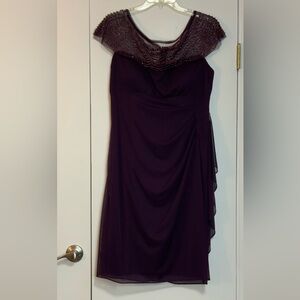 R&M Richards Purple Ruched Midi Dress Size 14 - great condition